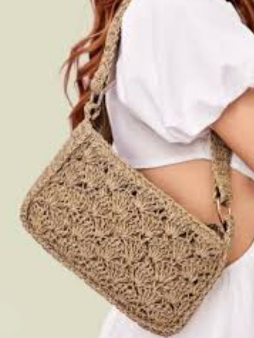 NWOT Boho Raffia Woven Straw Shoulder Bag - Natural Tan Women's